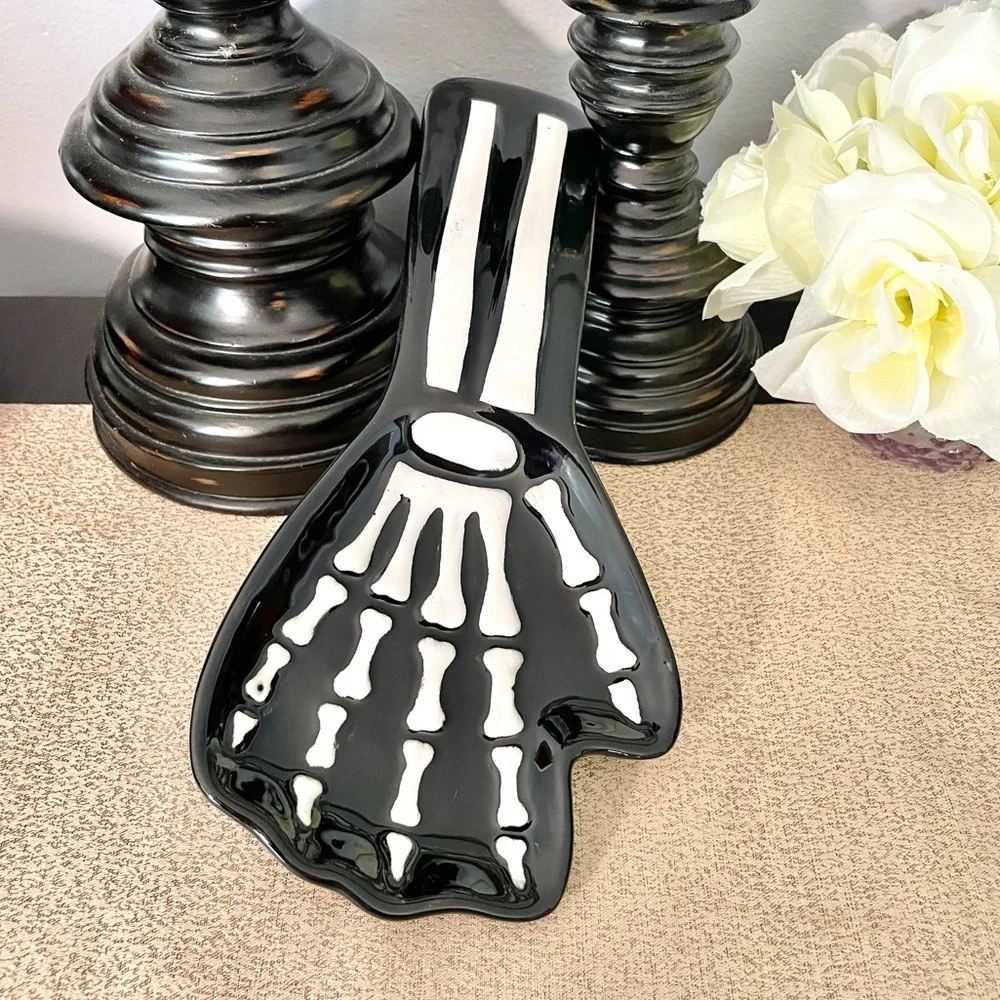 NWT Skeleton Hand Large Ceramic Spoon Rest